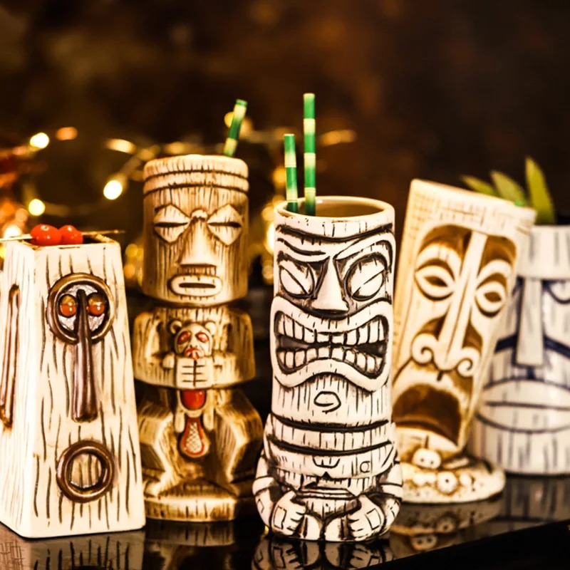 Wine Beer Whiskey - Tasse en céramique créative, visage Totem